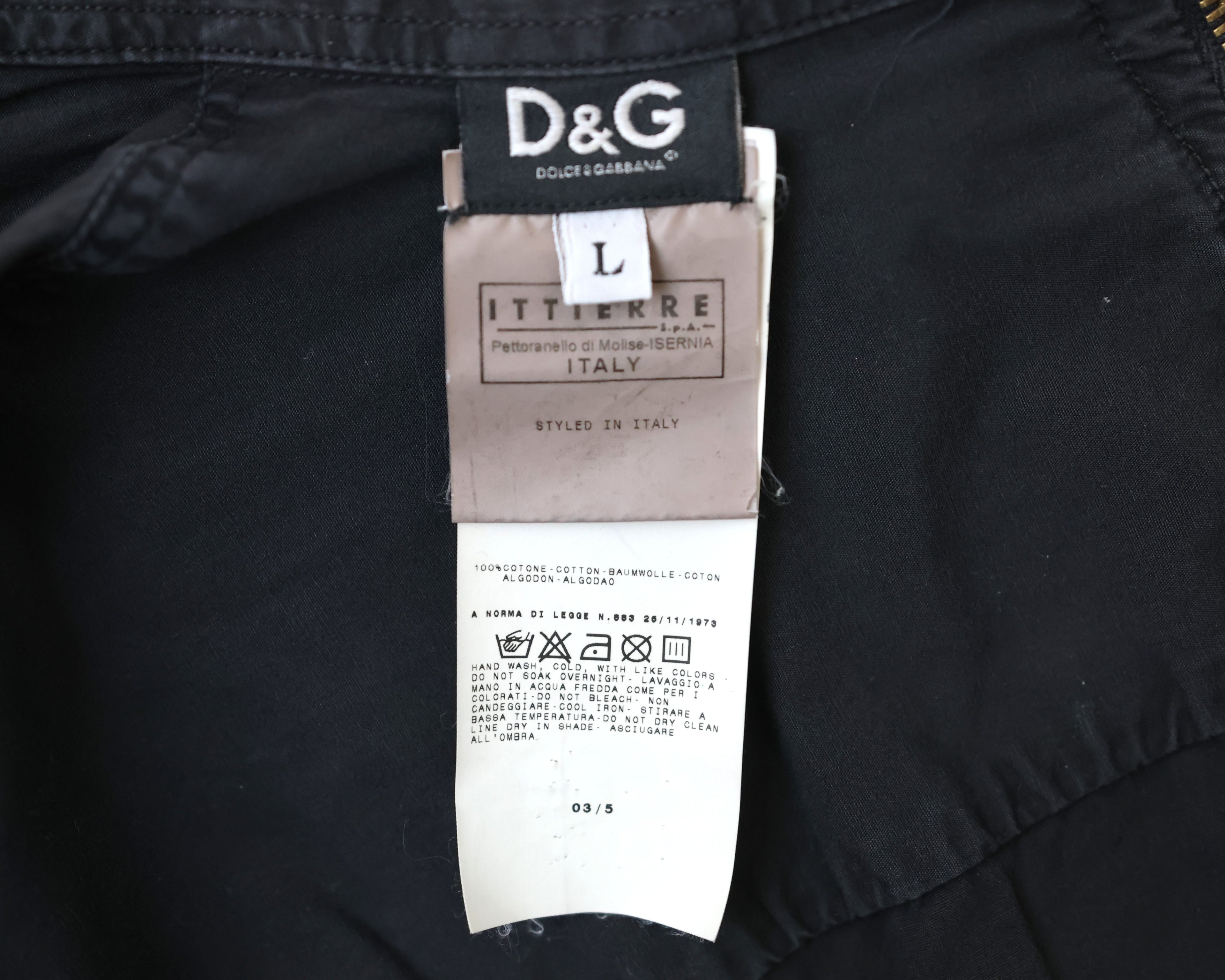 Dolce Gabbana black dress shirt with gold-tone zipper 2003/5