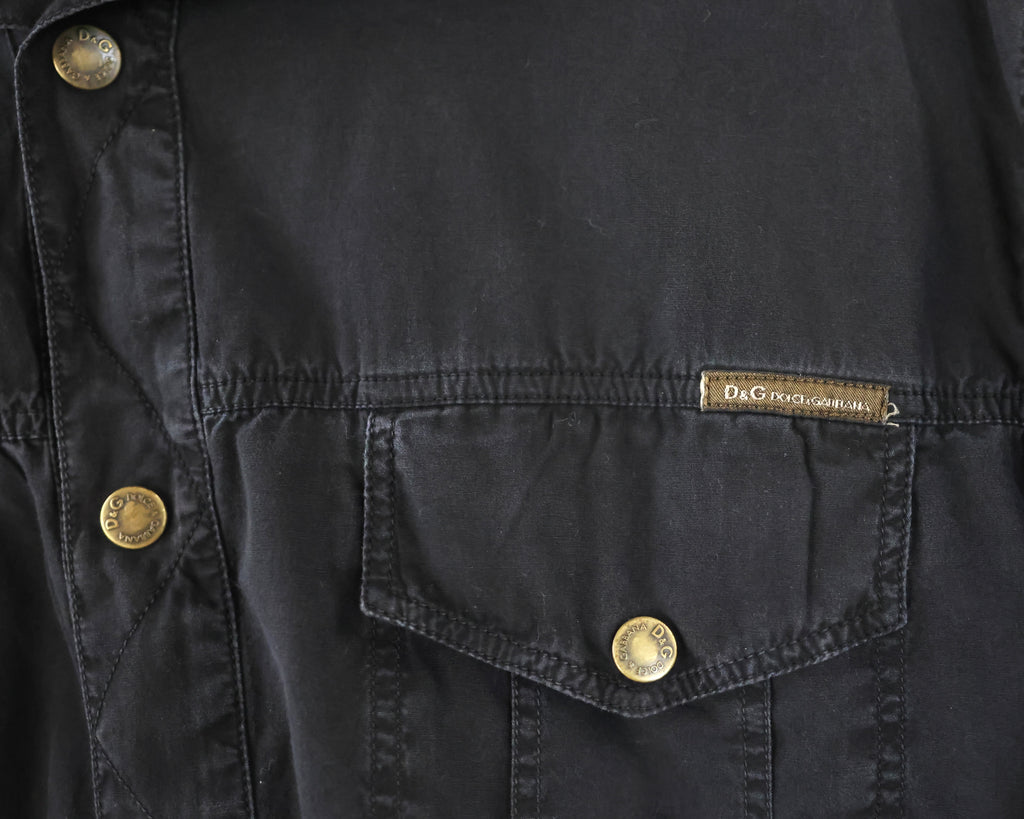 Dolce Gabbana black dress shirt with gold-tone zipper 2003/5