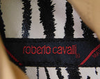 Roberto Cavalli tan beige leather santiag boots with stitching details