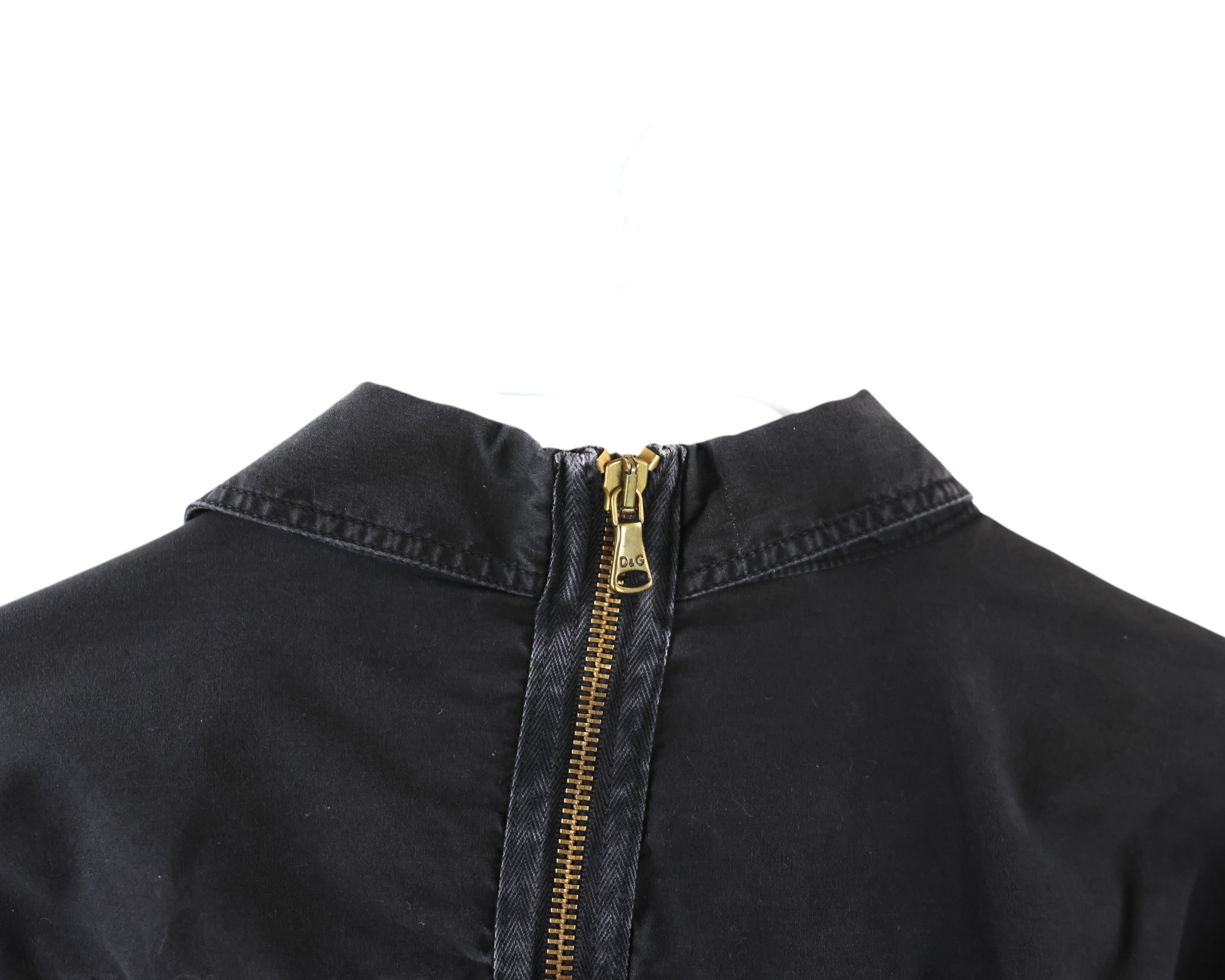 Dolce Gabbana black dress shirt with gold-tone zipper 2003/5