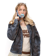 Voyage Passion denim jacket with Faux leopard Fur Collar