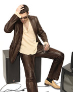Dolce & Gabbana Distressed Brown Leather Pants