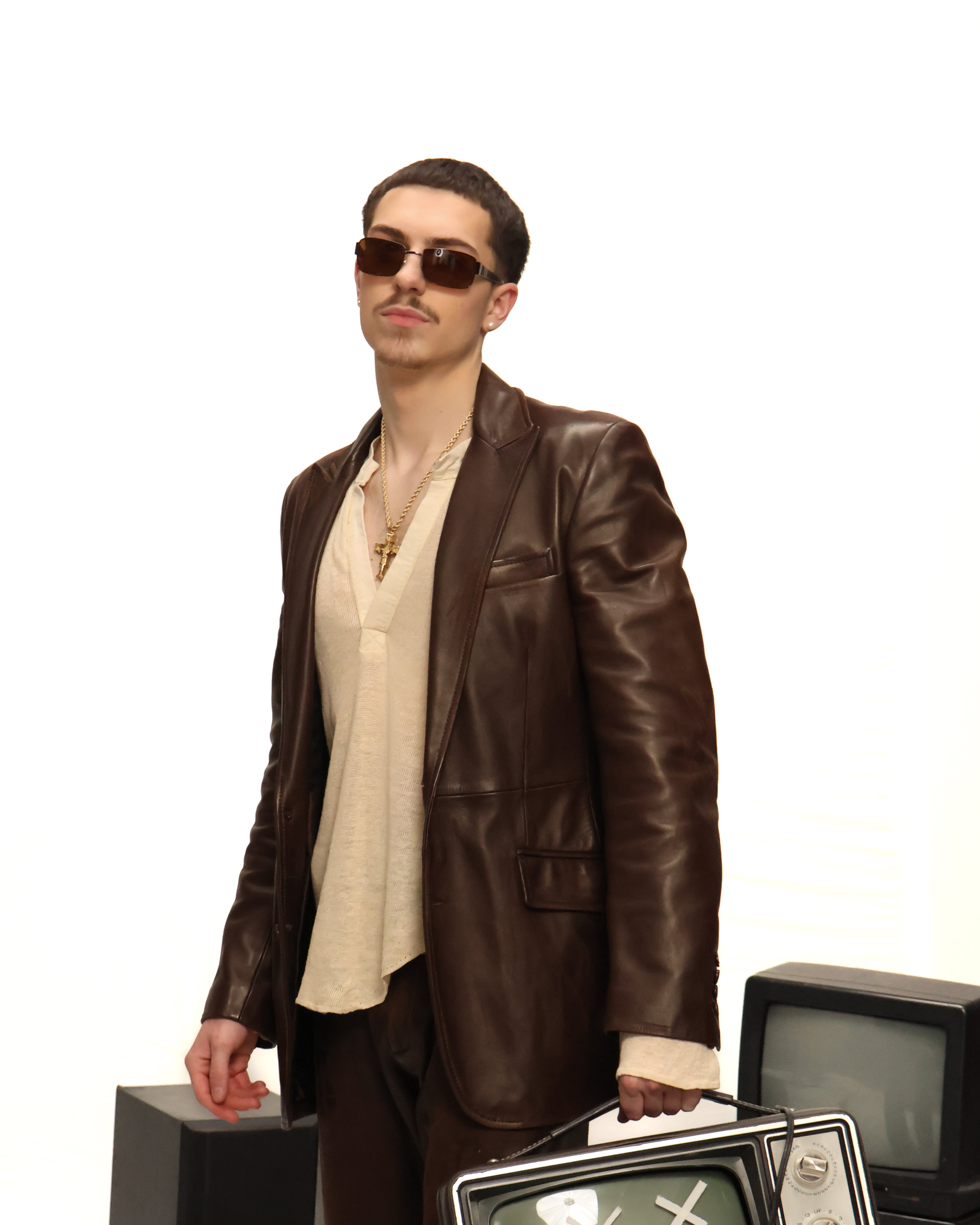 Dolce & Gabbana brown distressed  leather Blazer
