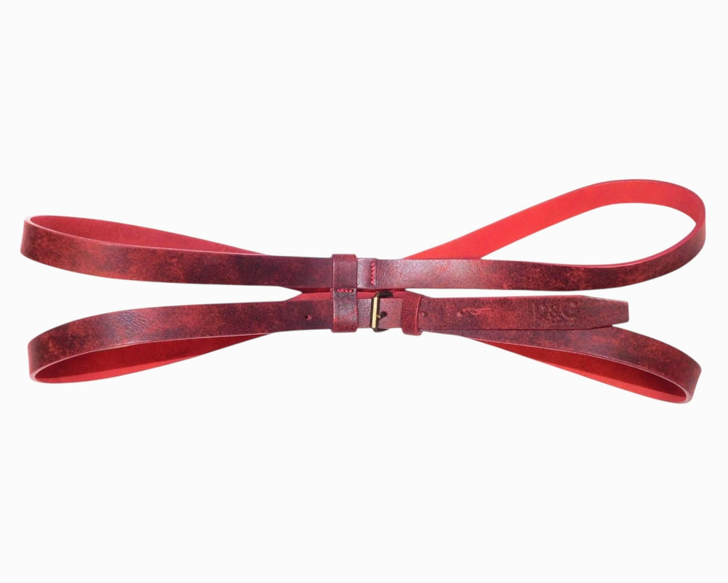 Dolce & Gabbana double strap deep red leather belt