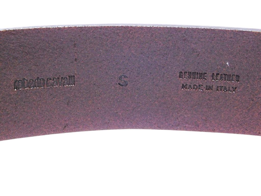 Roberto Cavalli brown leather belt with a mosaic buckle