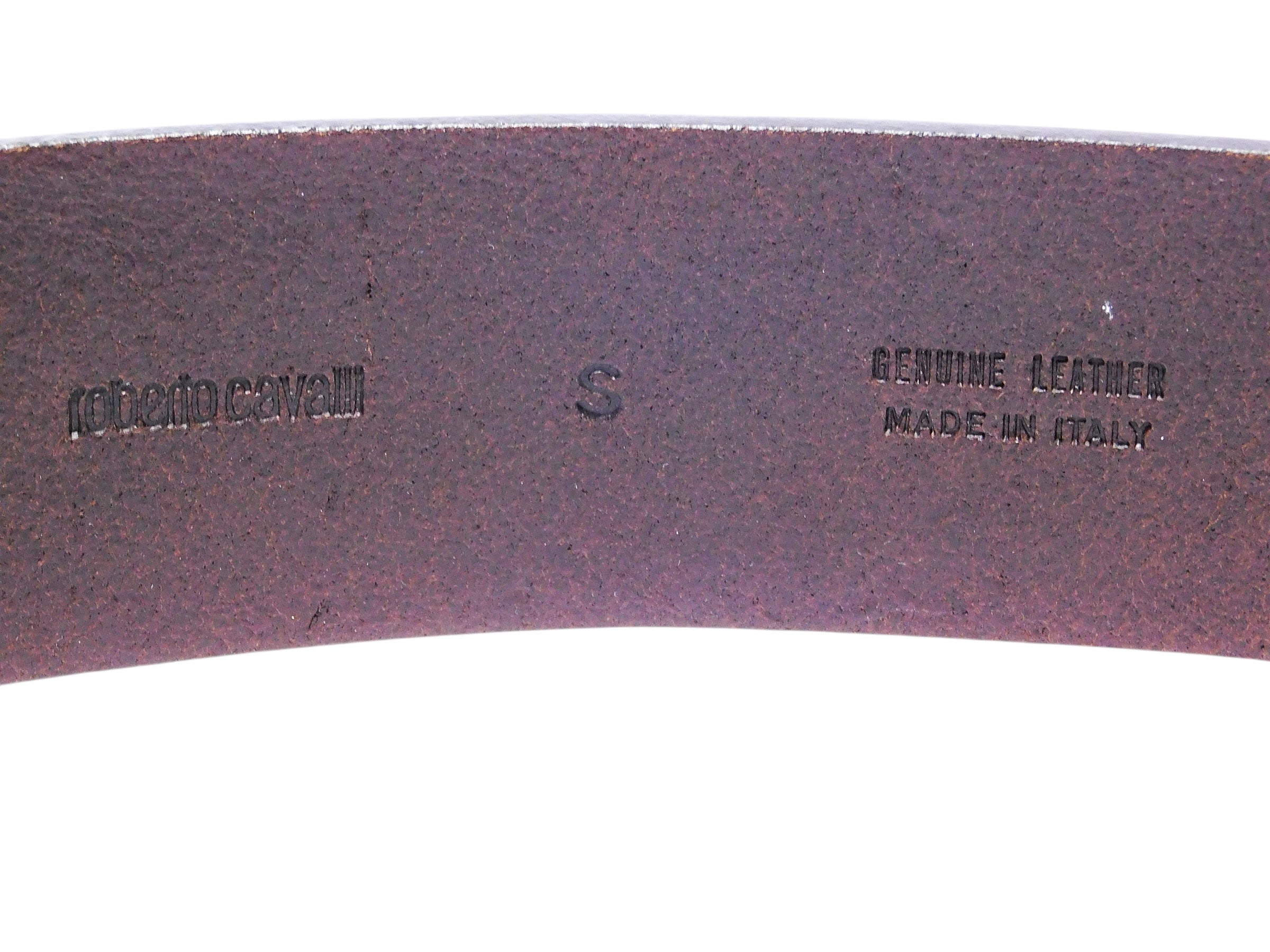 Roberto Cavalli brown leather belt with a mosaic buckle