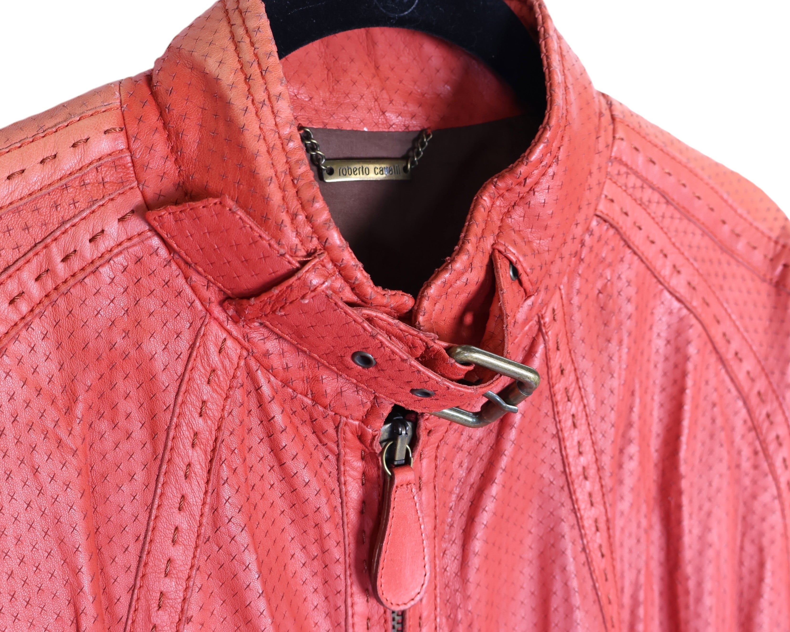 Roberto Cavalli red leather jacket
