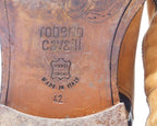 Roberto Cavalli tan-beige tall leather boots