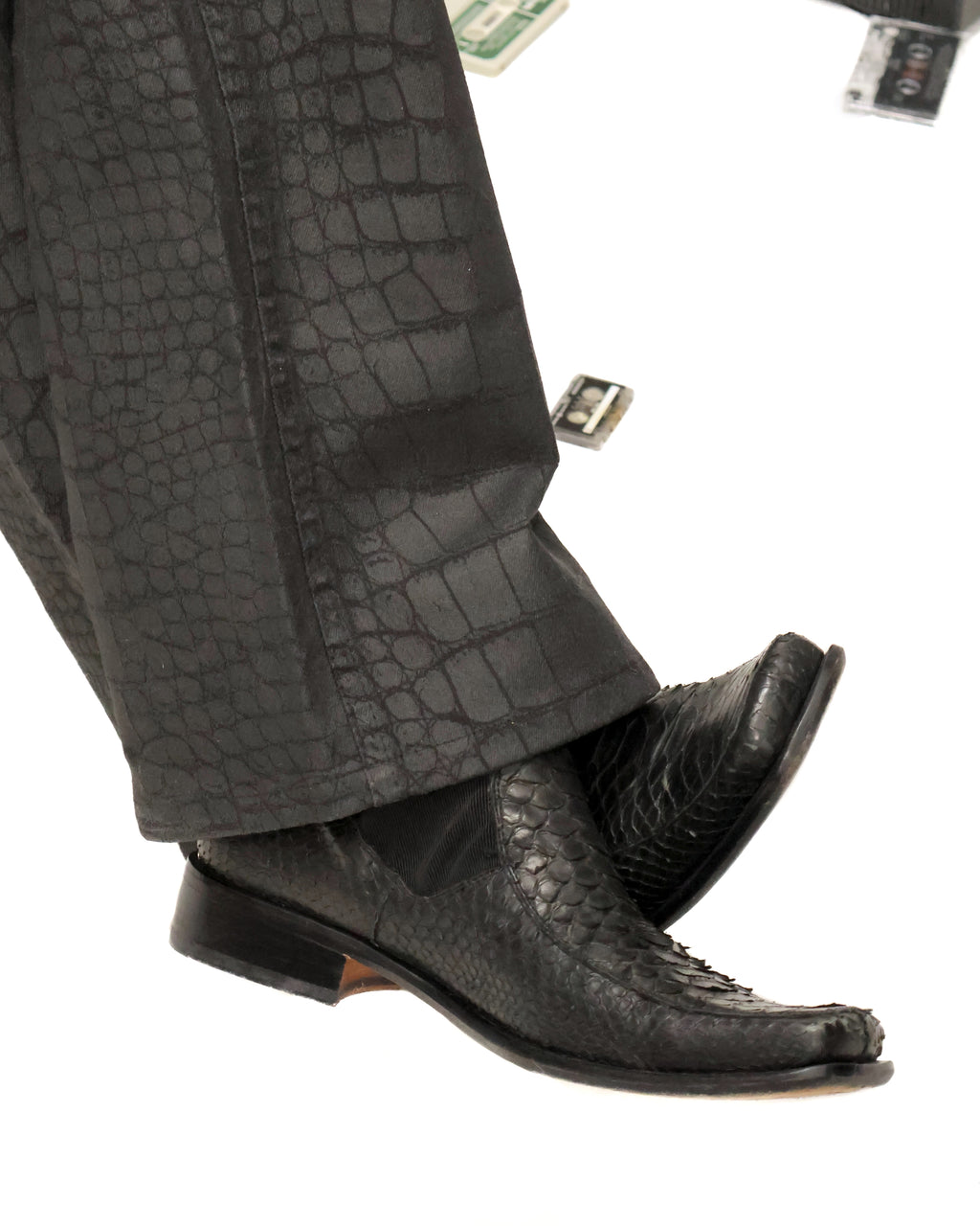 Roberto Cavalli black python leather chelsea boots