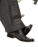 Roberto Cavalli black python leather chelsea boots