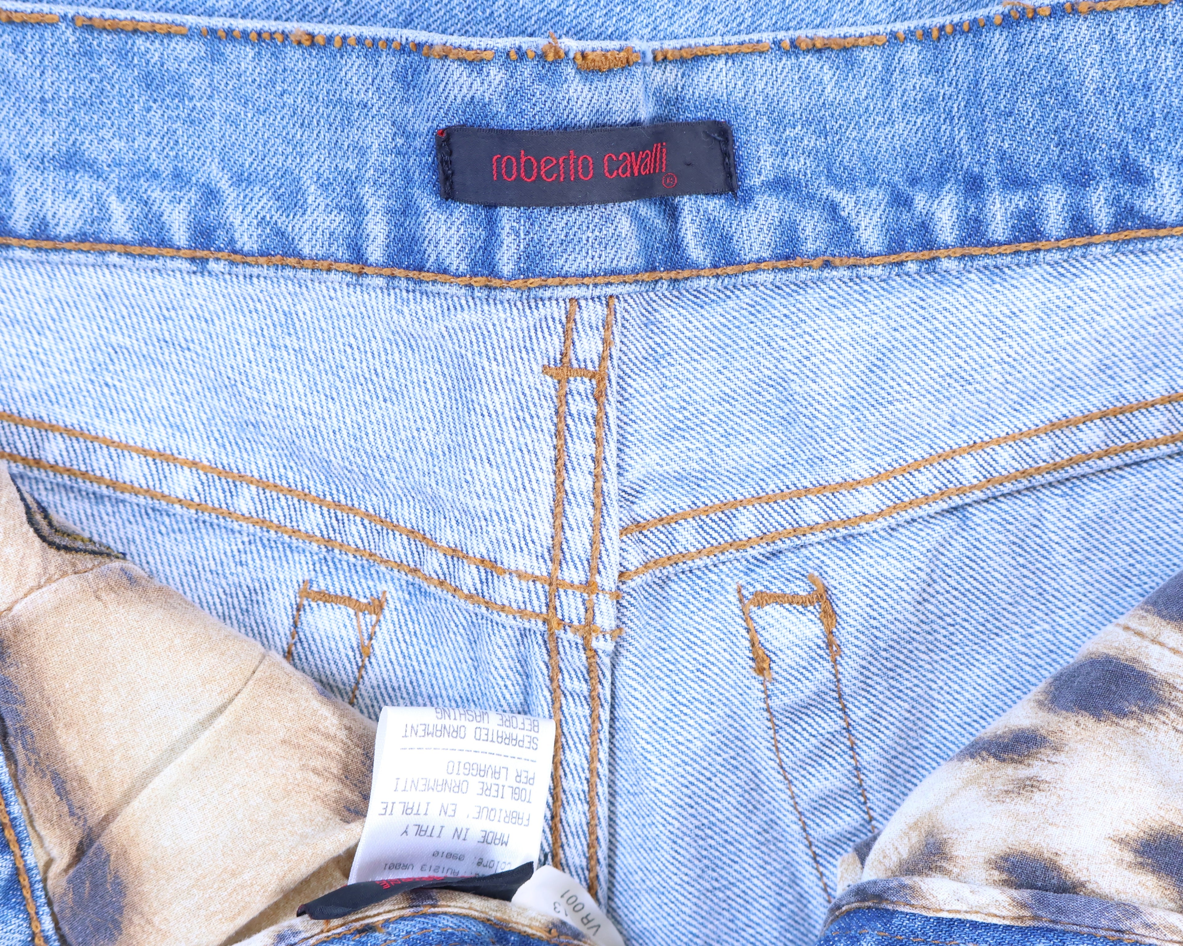 Roberto Cavalli chains embroidery jeans
