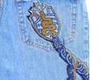 Roberto Cavalli chains embroidery jeans
