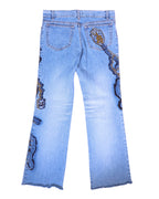 Roberto Cavalli chains embroidery jeans