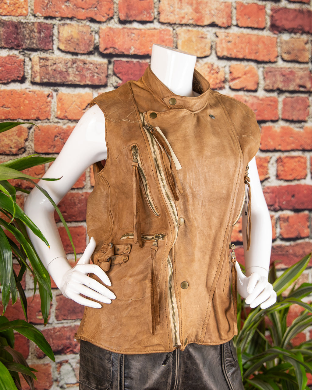 Christian Peau tan-beige leather vest