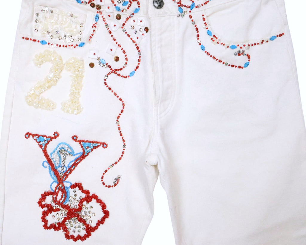 Voyage Mazzilli Michielsens white jeans with stone embroidery