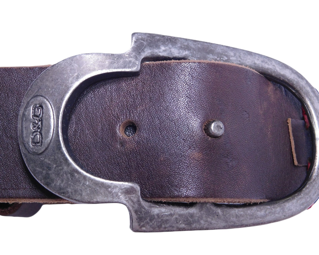 Dolce & Gabbana brown leather belt with red and white stiches