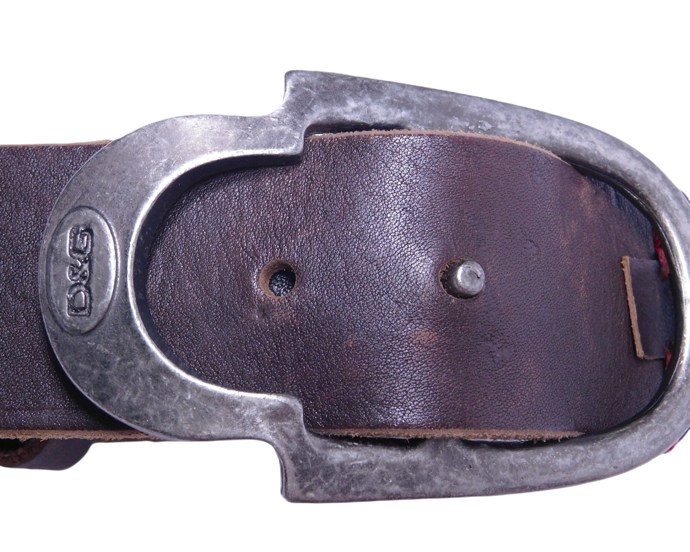 Dolce & Gabbana brown leather belt with red and white stiches