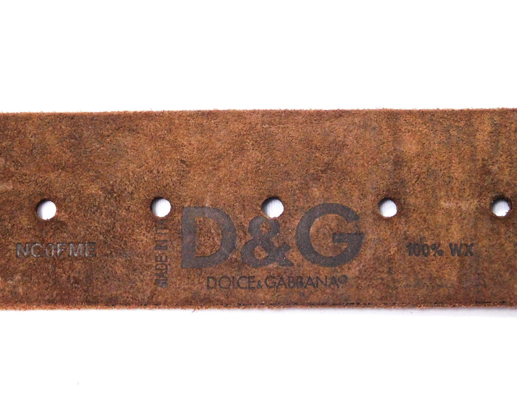 Dolce & Gabbana brown leather belt with red and white stiches
