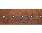 Dolce & Gabbana brown leather belt with red and white stiches