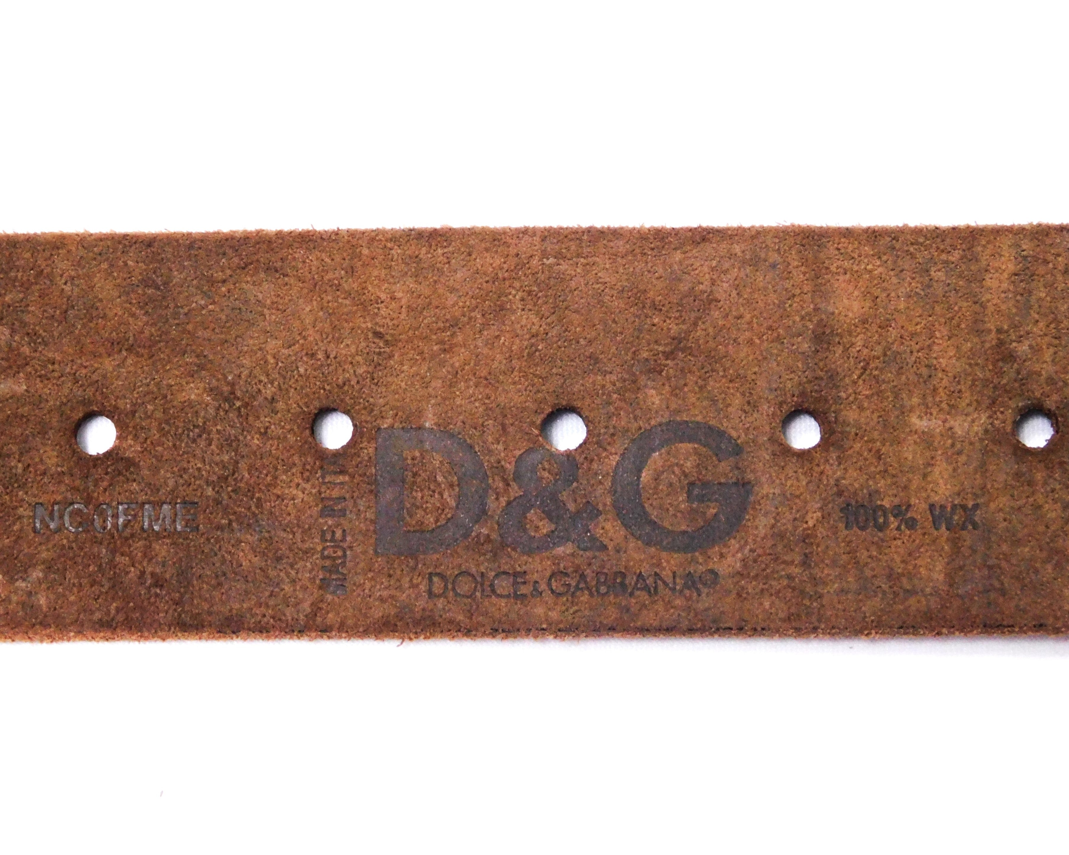 Dolce & Gabbana brown leather belt with red and white stiches