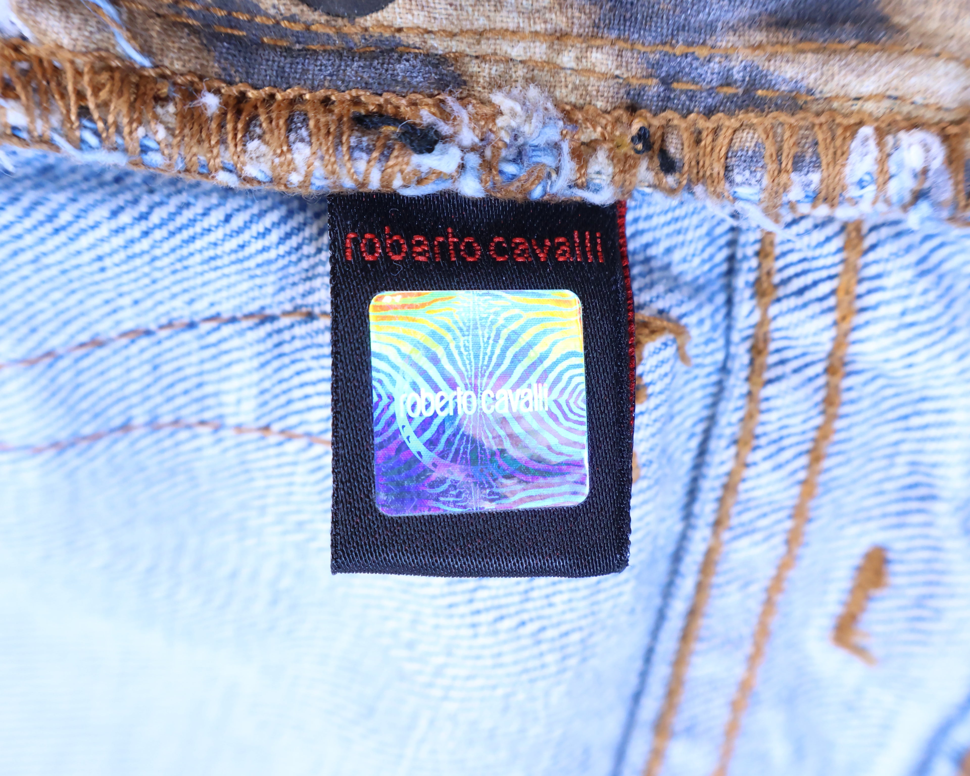 Roberto Cavalli chains embroidery jeans