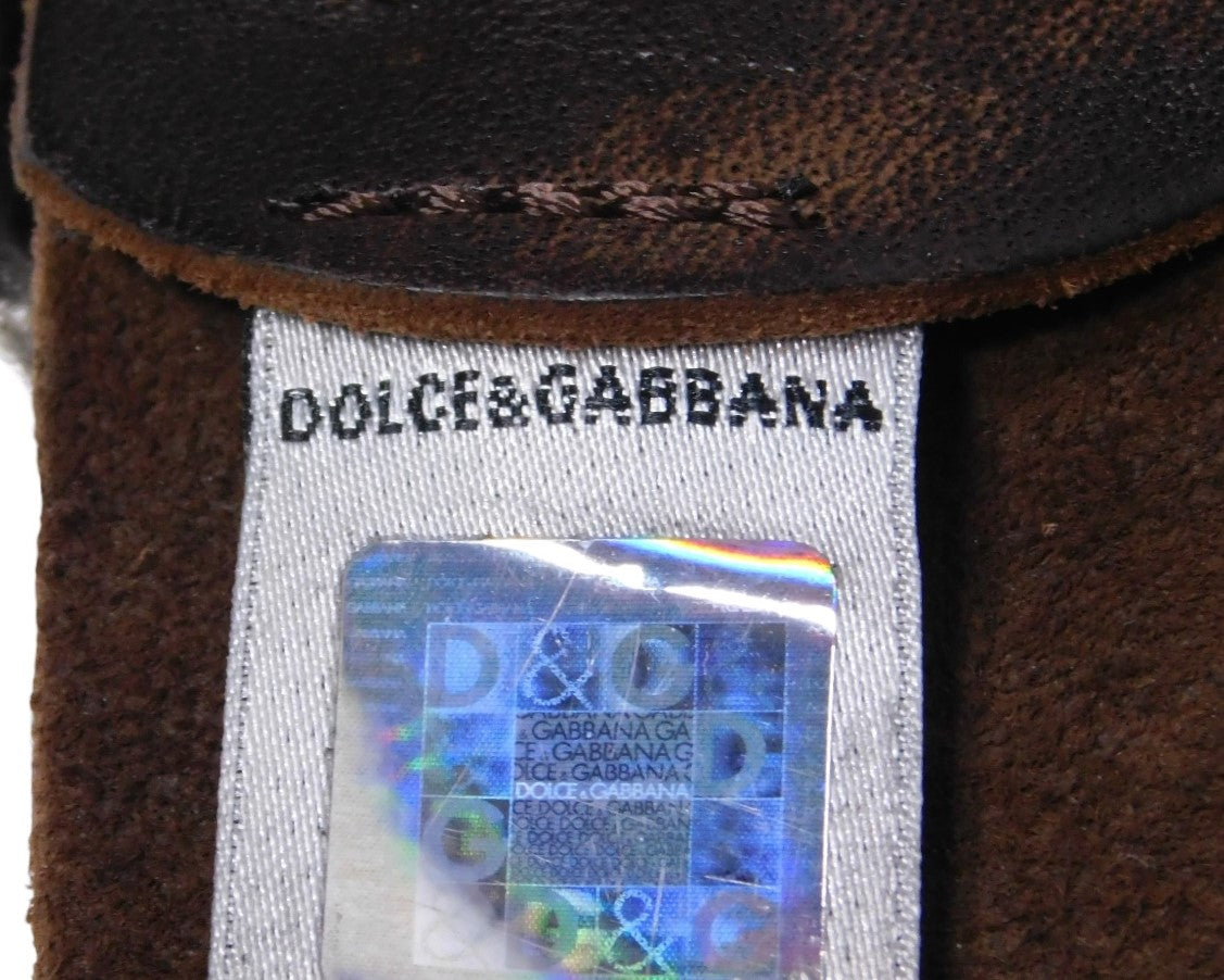 Dolce & Gabbana brown leather belt with red and white stiches