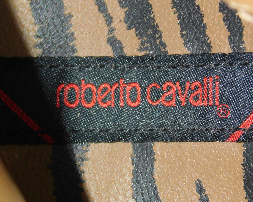 Roberto Cavalli tan-brown santiag boots with stitching details