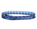 A dark blue crocodile pattern belt by Roberto Cavalli. Roberto Cavalli dark blue/navy/indigo crocodile leather belt; exotic raised-scale texture, slim streamlined strap, clean edges; discreet closure/tonal finish; unisex; perfect with jeans, tailoring, western looks, streetwear or evening; style tags: rock, luxe, western, statement, Y2K; Italian luxury house from Florence, artisanal craftsmanship; vintage, rare, collector piece.