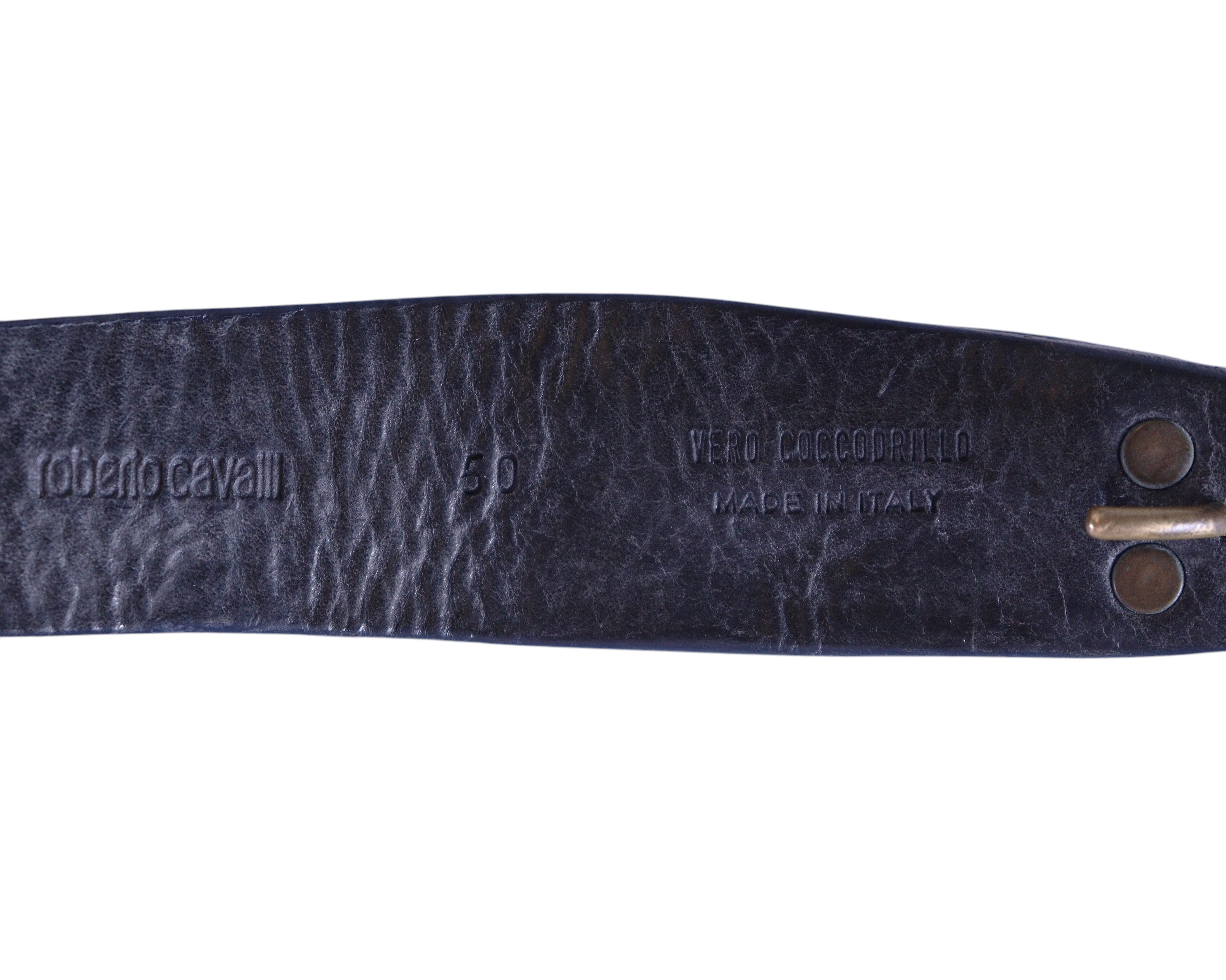 Roberto Cavalli Dark blue Crocodile belt