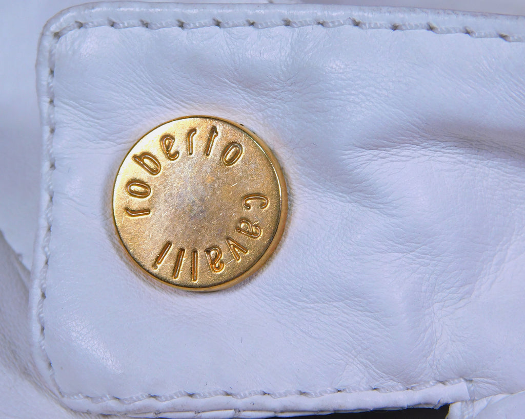 Roberto Cavalli white leather jacket