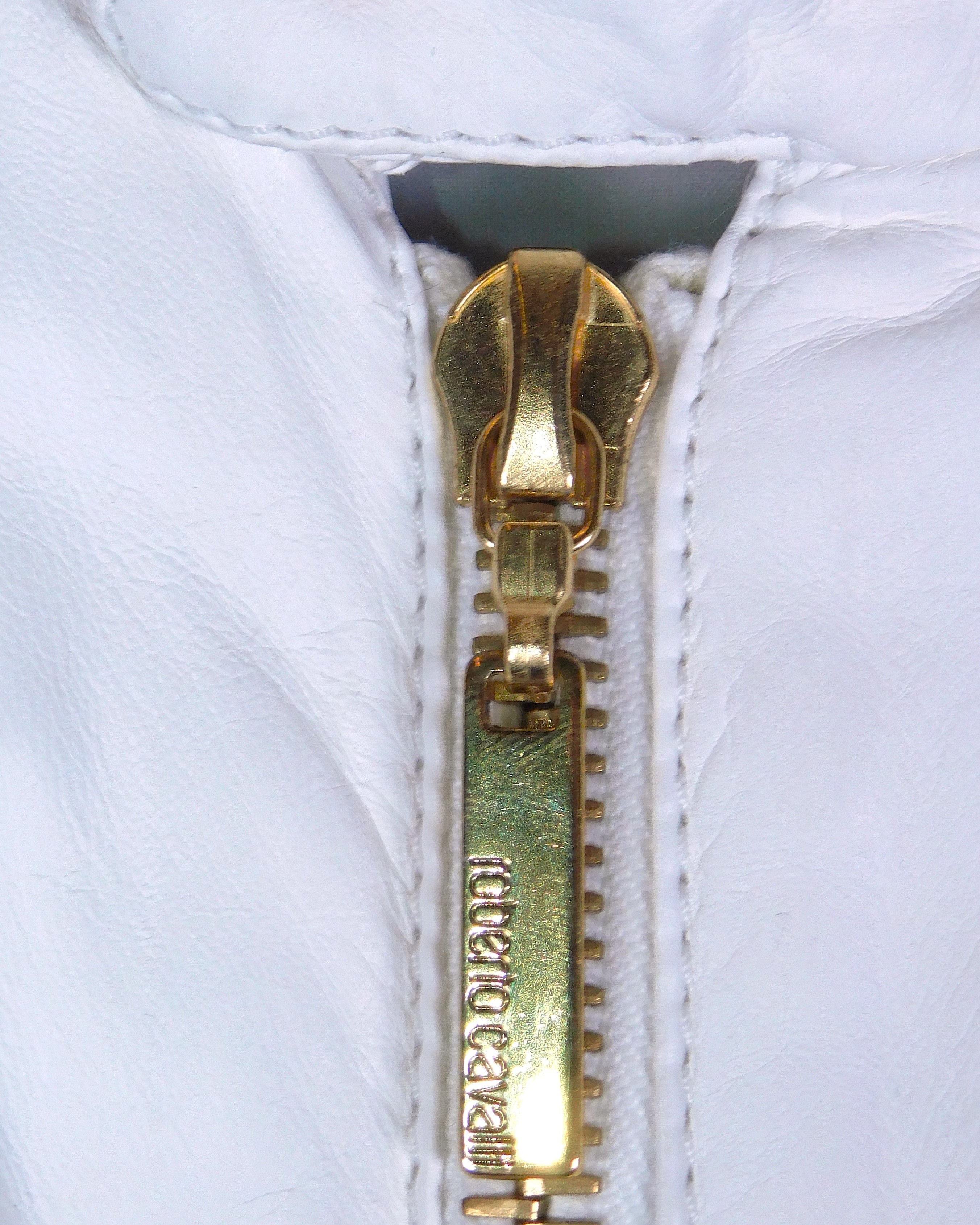 Roberto Cavalli white leather jacket
