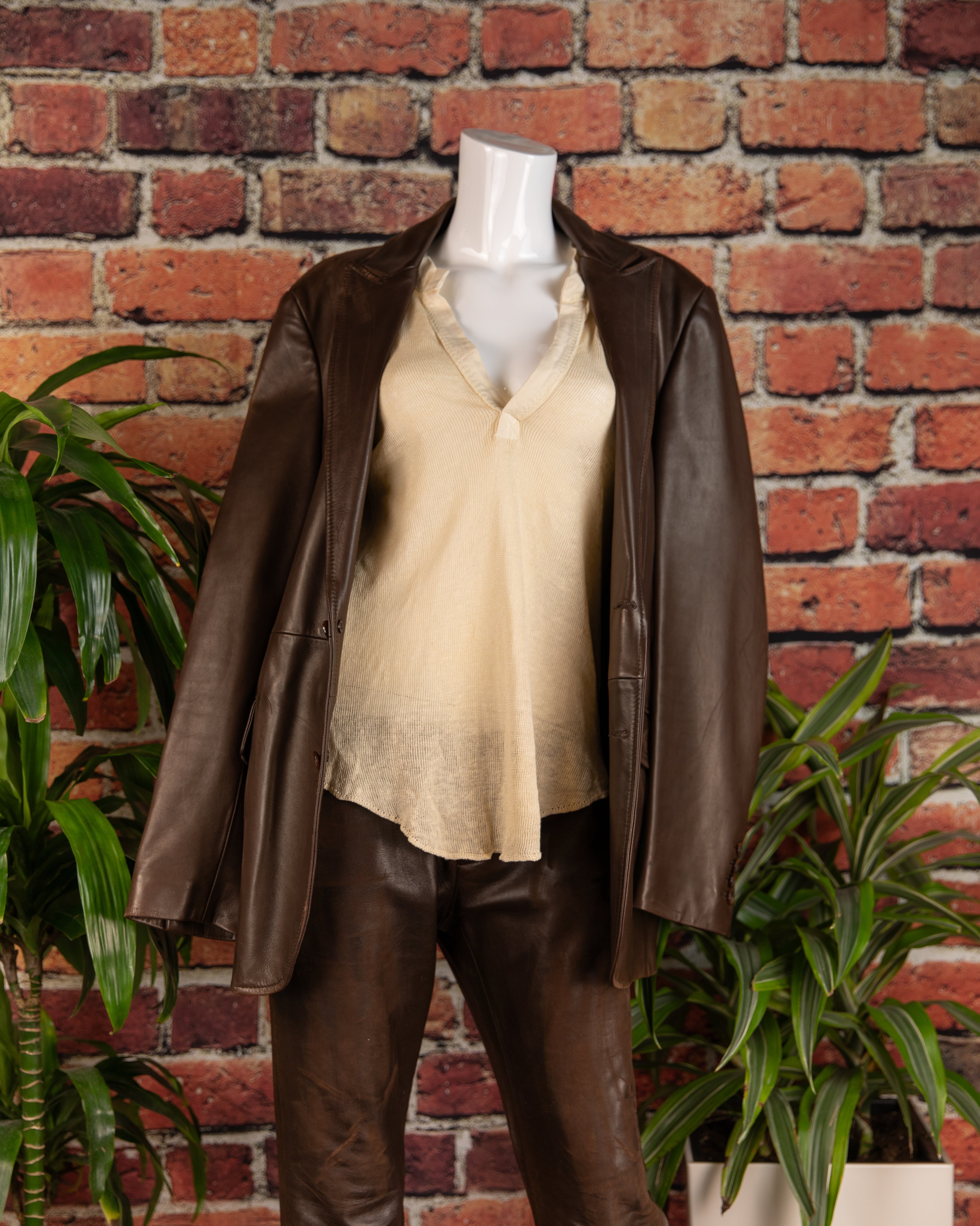 Dolce & Gabbana brown distressed  leather Blazer