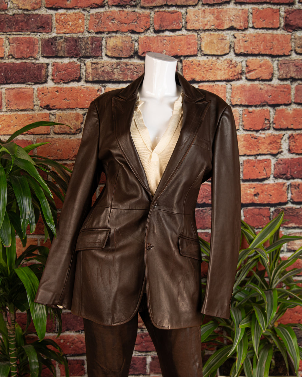 Dolce & Gabbana brown distressed  leather Blazer