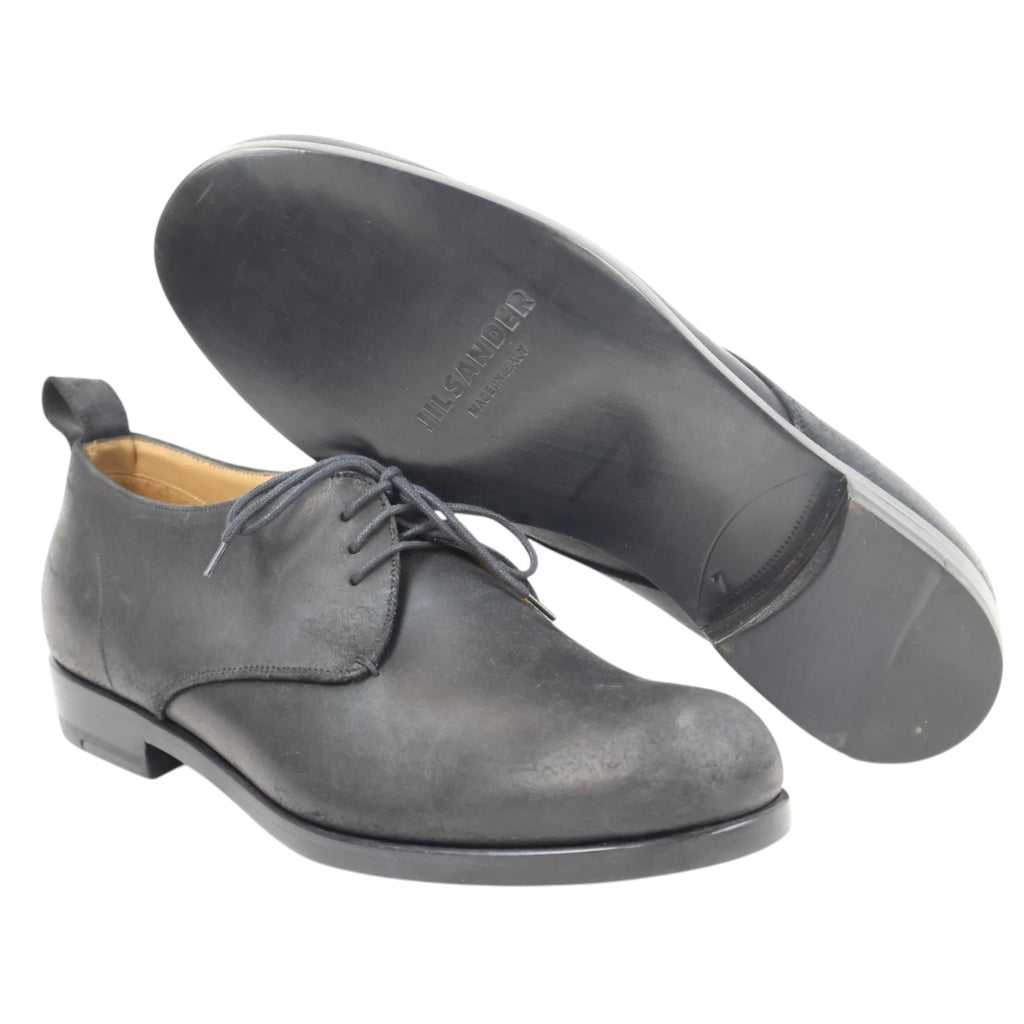 Jil Sander Black matte leather derby shoes