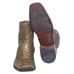 Roberto Cavalli green python leather santiag boots