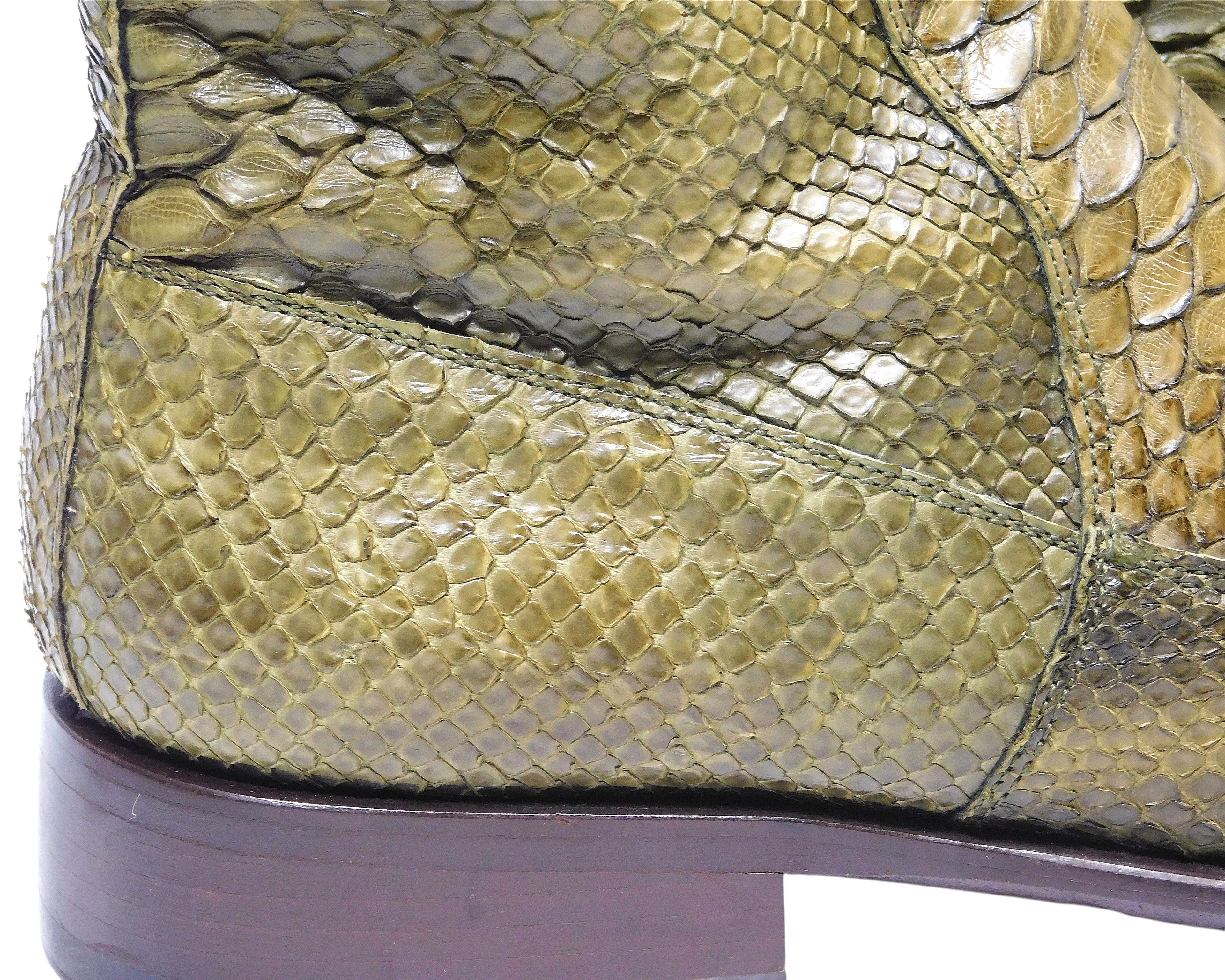 Roberto Cavalli green python leather santiag boots
