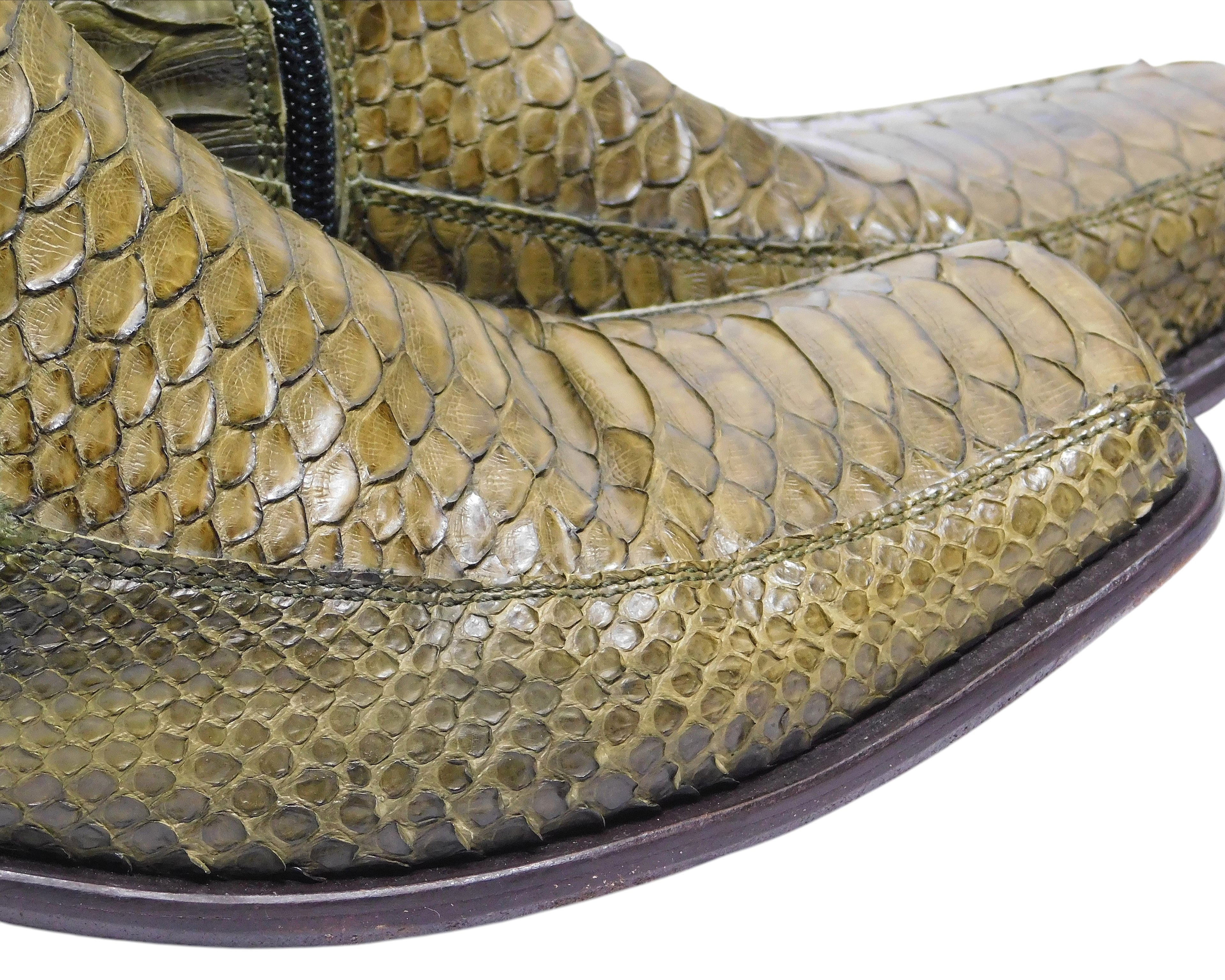 Roberto Cavalli green python leather santiag boots