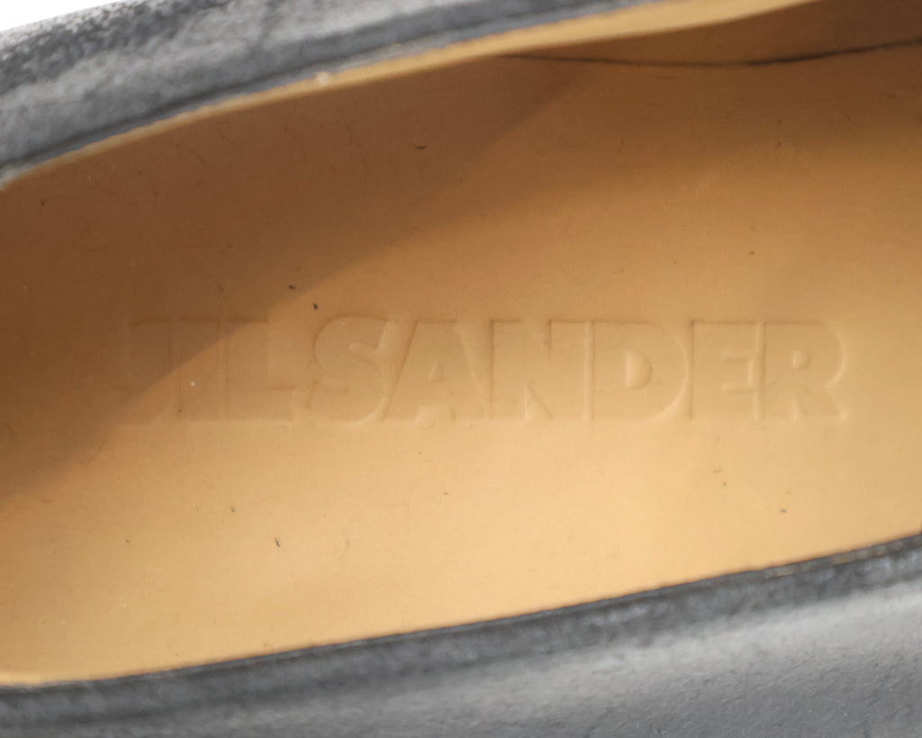 Jil Sander Black matte leather derby shoes