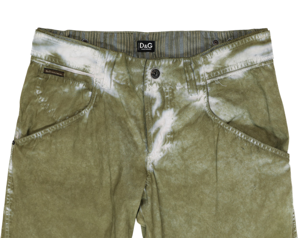 Dolce & Gabbana green pants with washed white effect