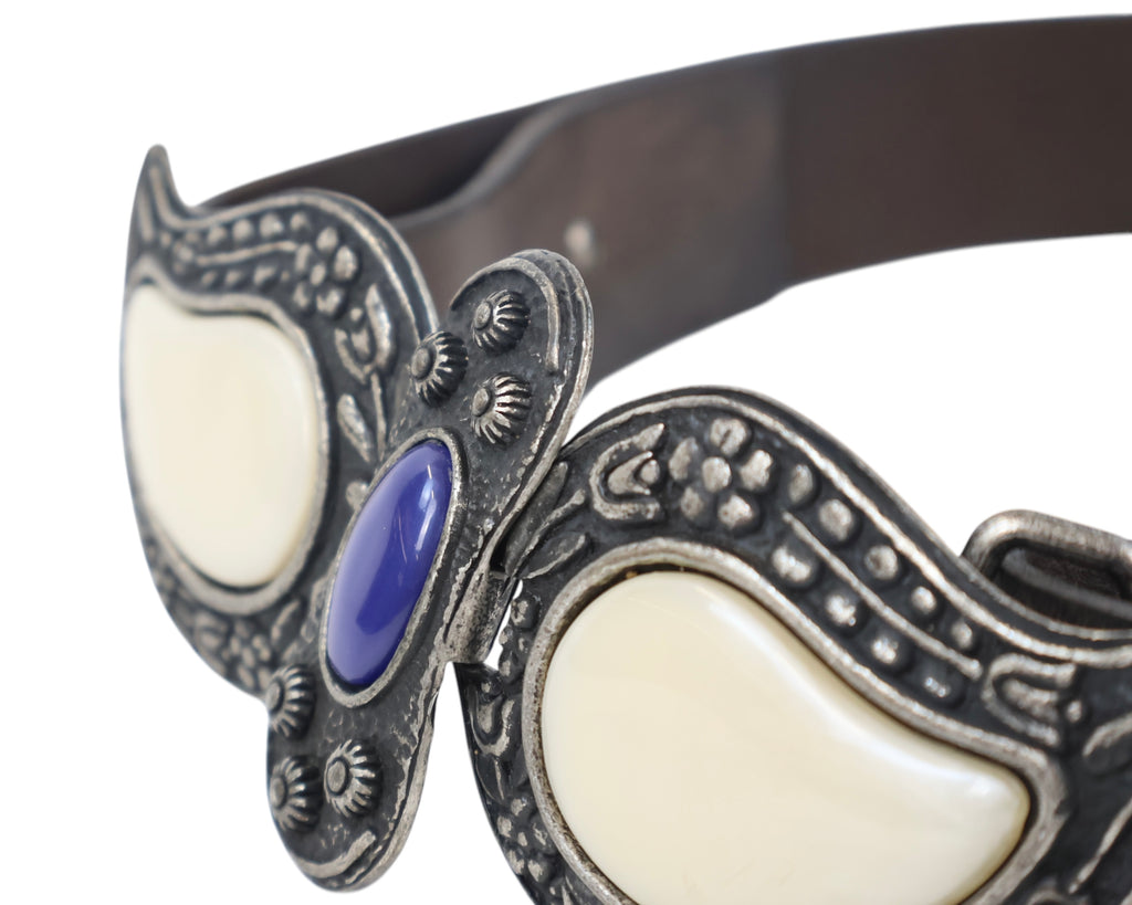 Roberto Cavalli belt with a paisley-shaped stone buckle