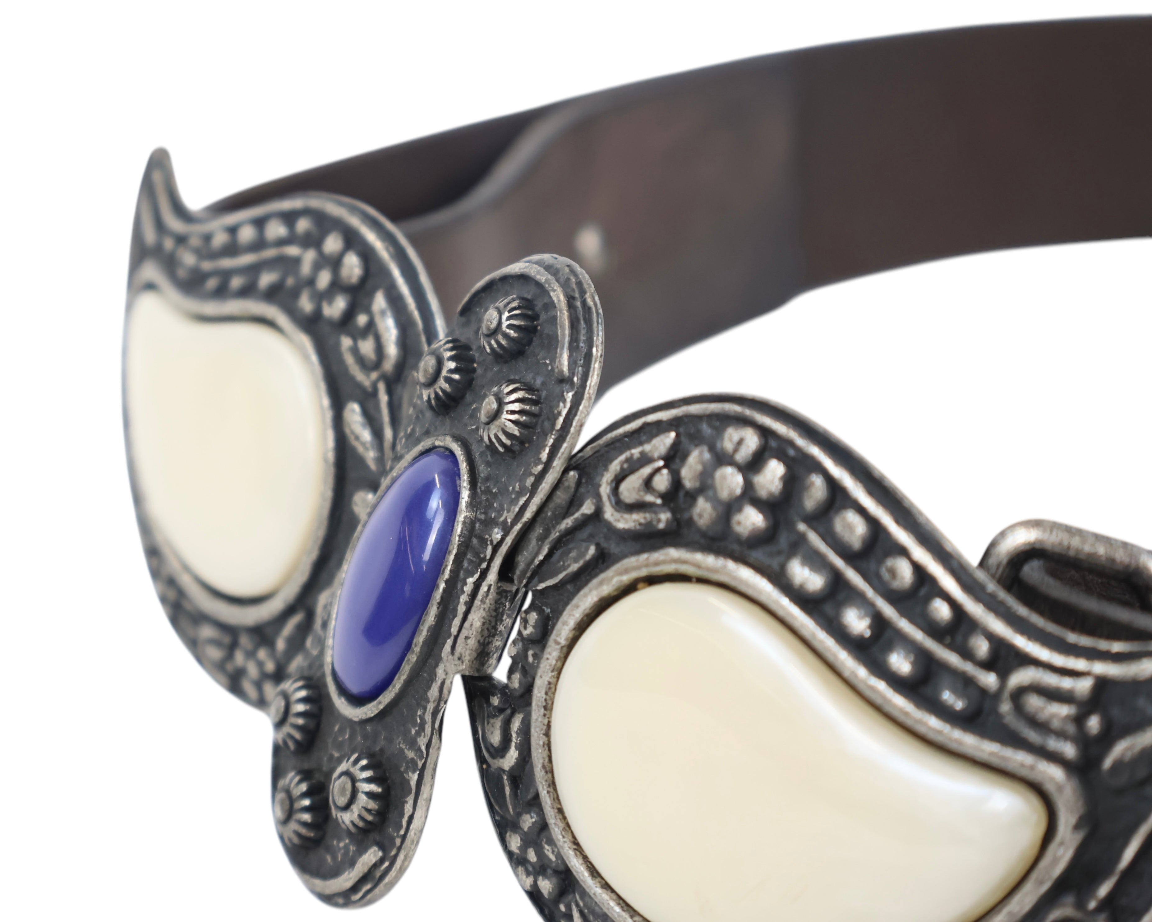 Roberto Cavalli belt with a paisley-shaped stone buckle