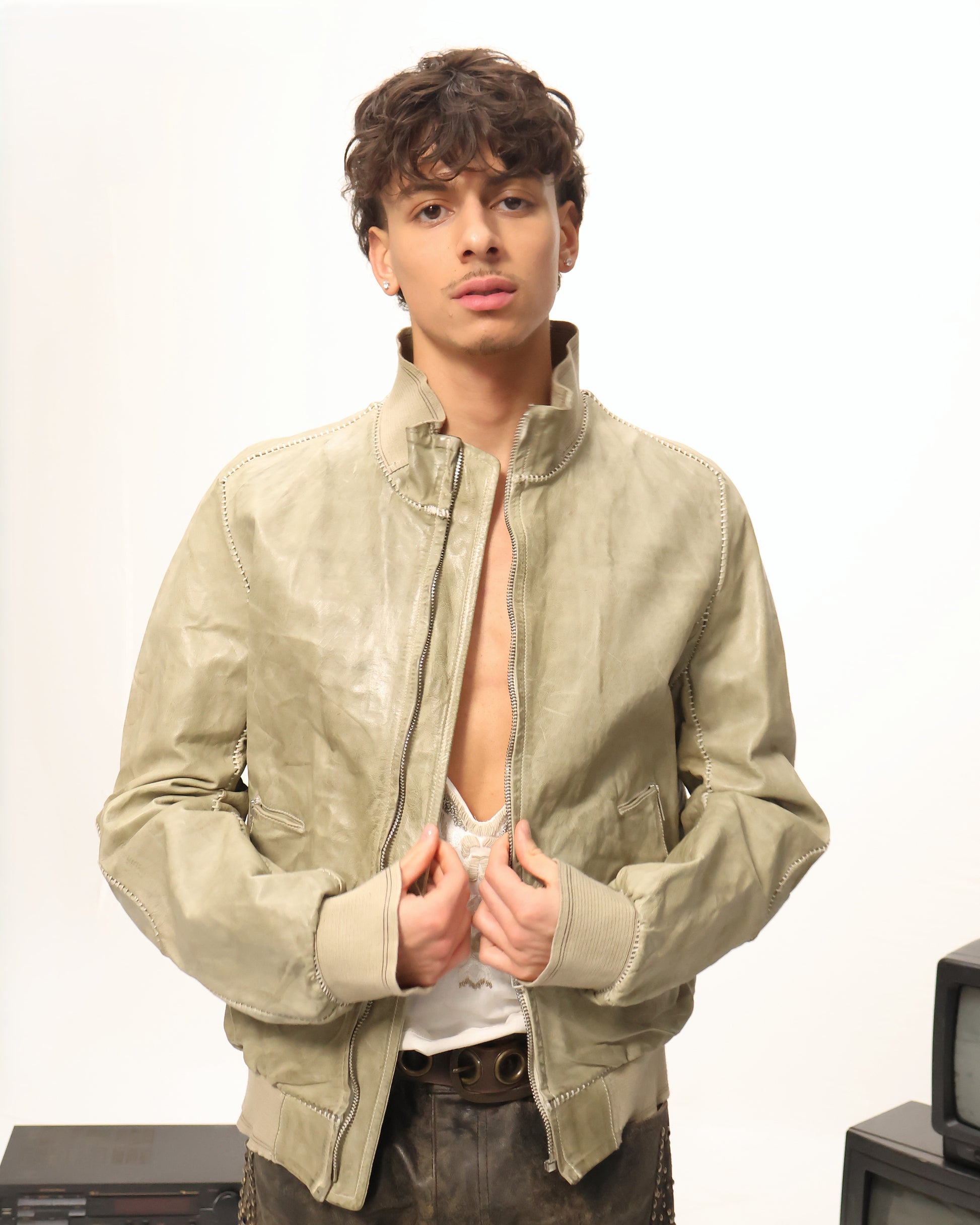 Carol Christian Poell green leather jacket, spring 2005