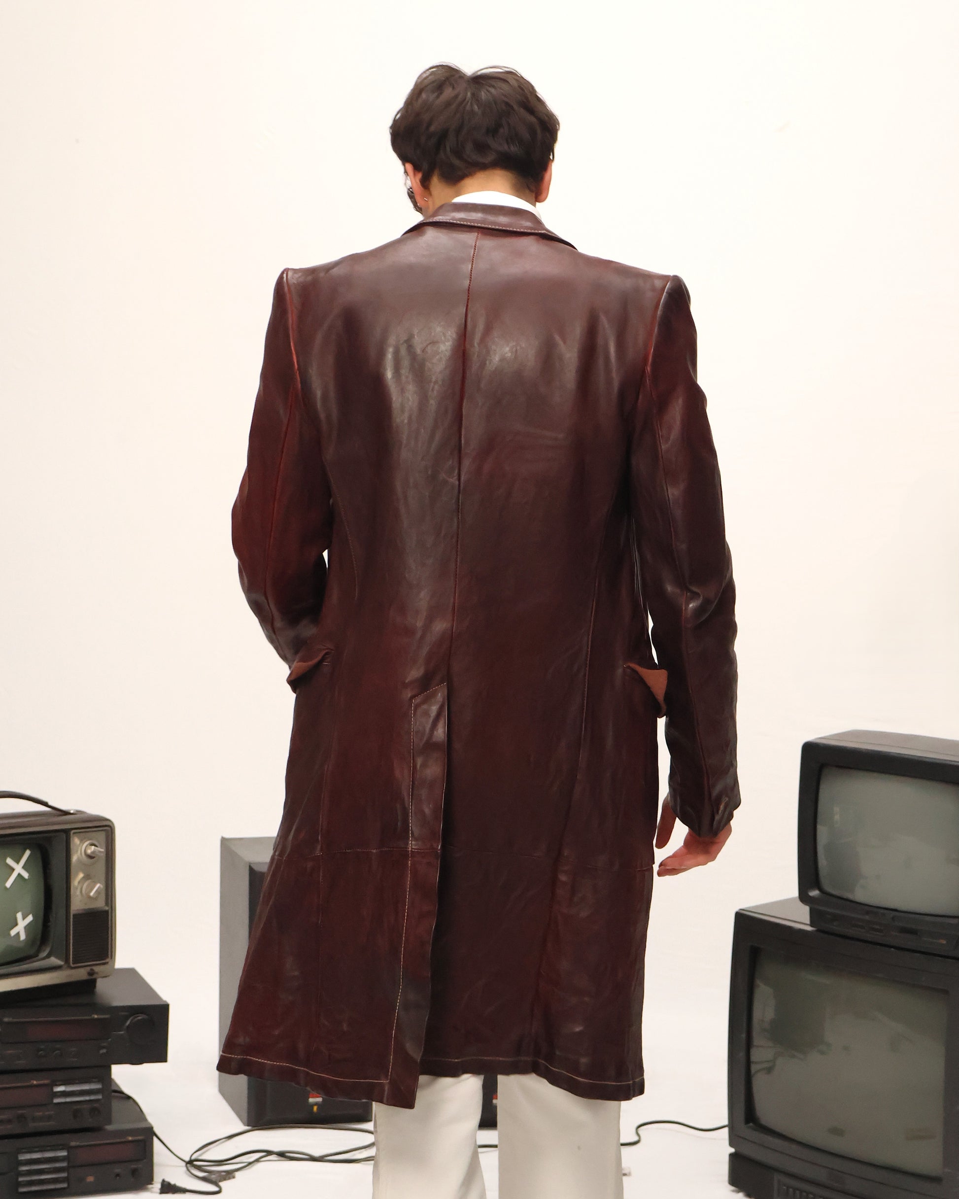 Carol Christan Poel long leather burgundy coat Fall 04/05